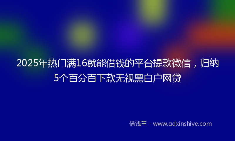 2025年热门满16就能借钱的平台提款微信，归纳5个百分百下款无视黑白户网贷