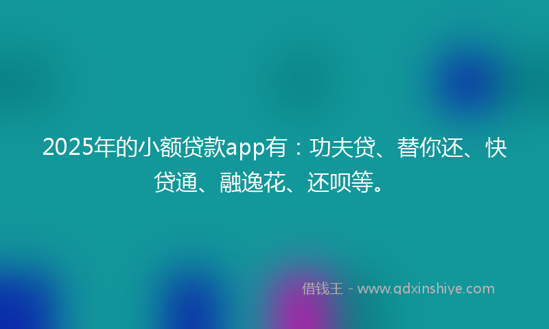2025年的小额贷款app有：功夫贷、替你还、快贷通、融逸花、还呗等。
