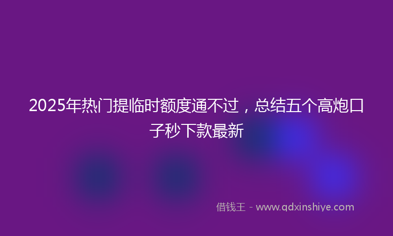 2025年热门提临时额度通不过，总结五个高炮口子秒下款最新