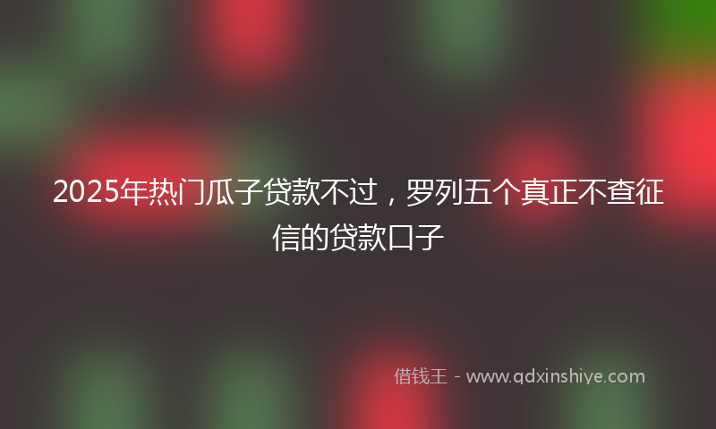 2025年热门瓜子贷款不过，罗列五个真正不查征信的贷款口子