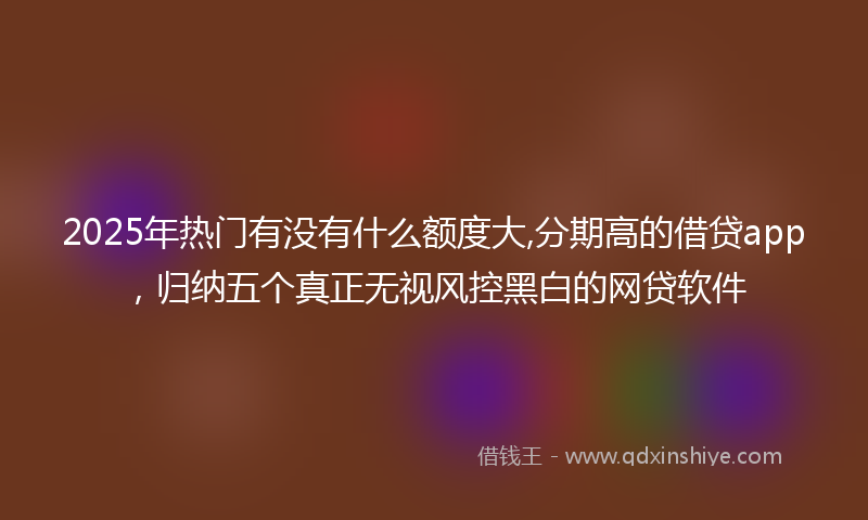 2025年热门有没有什么额度大,分期高的借贷app，归纳五个真正无视风控黑白的网贷软件