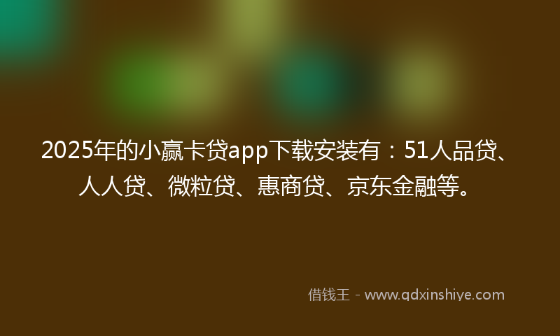 2025年的小赢卡贷app下载安装有：51人品贷、人人贷、微粒贷、惠商贷、京东金融等。