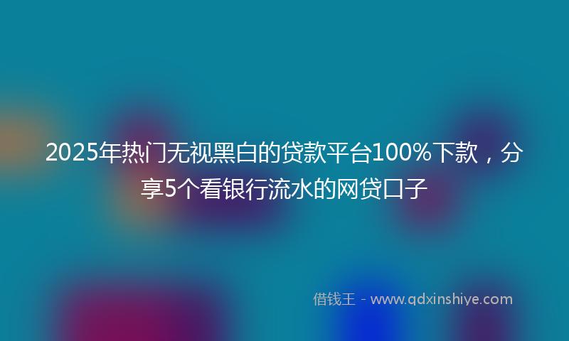 2025年热门无视黑白的贷款平台100%下款，分享5个看银行流水的网贷口子