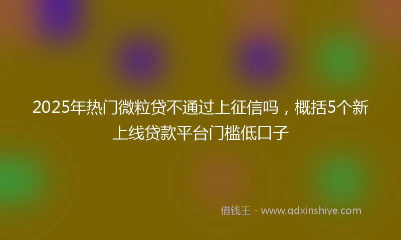 2025年热门微粒贷不通过上征信吗，概括5个新上线贷款平台门槛低口子