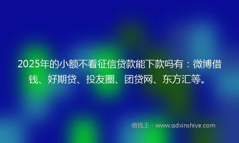 2025年的小额不看征信贷款能下款吗有：微博借钱、好期贷、投友圈、团贷网、东方汇等。