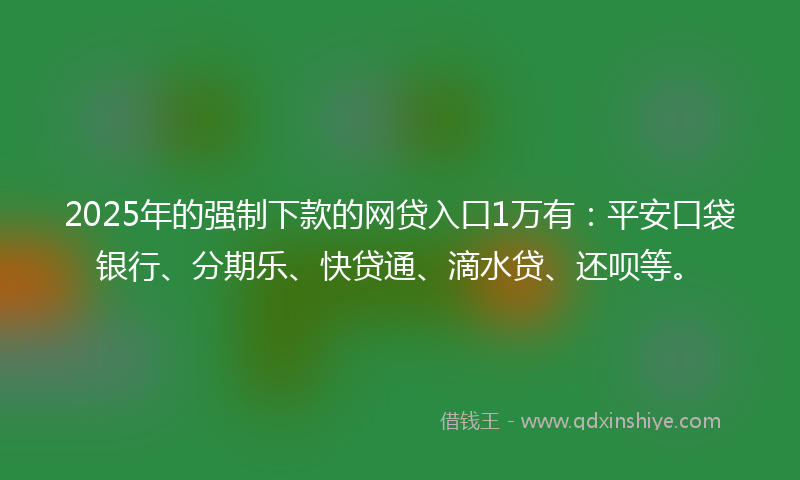 2025年的强制下款的网贷入口1万有：平安口袋银行、分期乐、快贷通、滴水贷、还呗等。