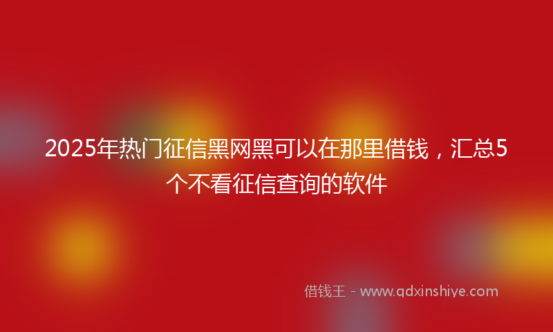 2025年热门征信黑网黑可以在那里借钱，汇总5个不看征信查询的软件