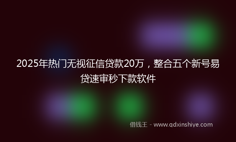 2025年热门无视征信贷款20万，整合五个新号易贷速审秒下款软件
