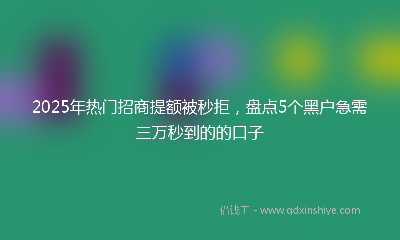 2025年热门招商提额被秒拒，盘点5个黑户急需三万秒到的的口子