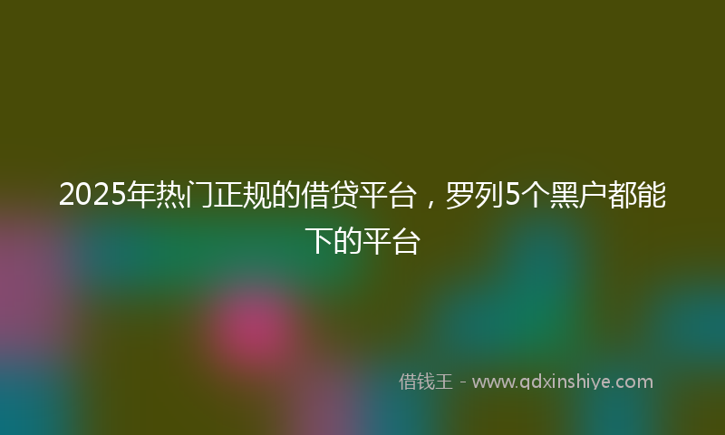 2025年热门正规的借贷平台，罗列5个黑户都能下的平台