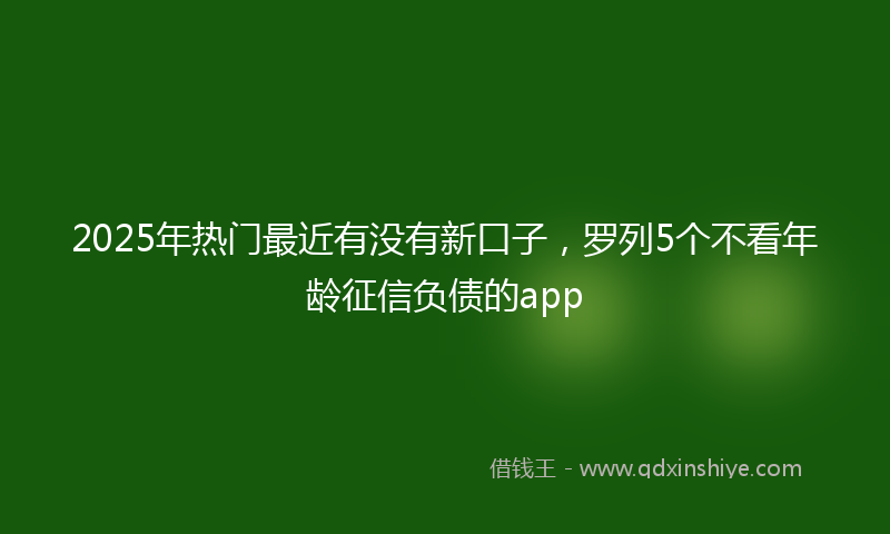 2025年热门最近有没有新口子，罗列5个不看年龄征信负债的app