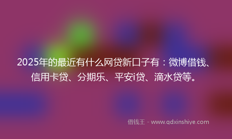 2025年的最近有什么网贷新口子有：微博借钱、信用卡贷、分期乐、平安i贷、滴水贷等。