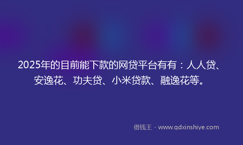 2025年的目前能下款的网贷平台有有：人人贷、安逸花、功夫贷、小米贷款、融逸花等。