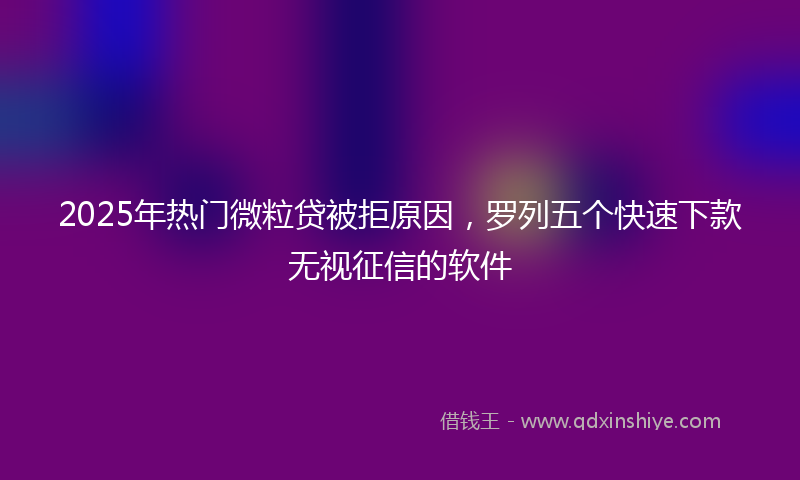 2025年热门微粒贷被拒原因，罗列五个快速下款无视征信的软件