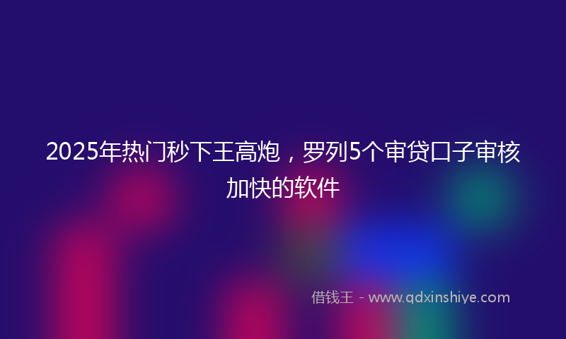 2025年热门秒下王高炮，罗列5个审贷口子审核加快的软件