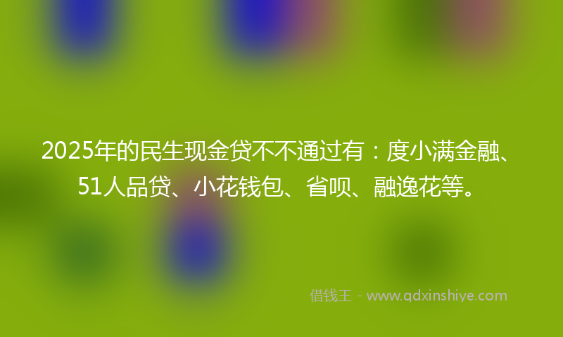 2025年的民生现金贷不不通过有：度小满金融、51人品贷、小花钱包、省呗、融逸花等。
