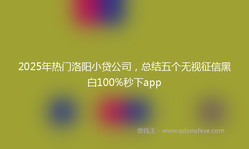 2025年热门洛阳小贷公司，总结五个无视征信黑白100%秒下app