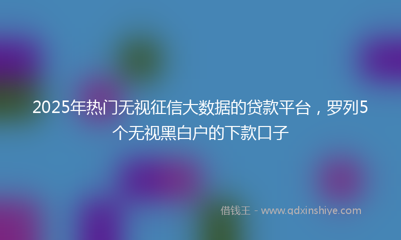 2025年热门无视征信大数据的贷款平台，罗列5个无视黑白户的下款口子