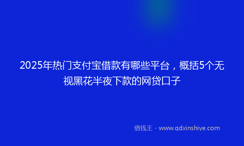 2025年热门支付宝借款有哪些平台，概括5个无视黑花半夜下款的网贷口子