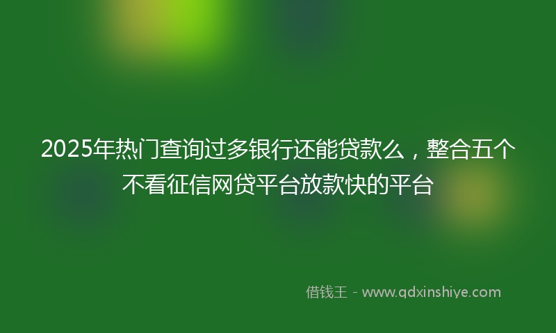 2025年热门查询过多银行还能贷款么，整合五个不看征信网贷平台放款快的平台
