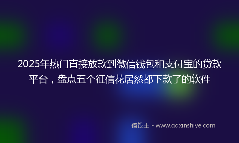 2025年热门直接放款到微信钱包和支付宝的贷款平台，盘点五个征信花居然都下款了的软件