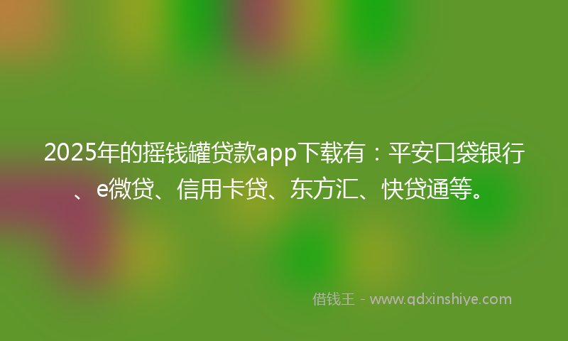 2025年的摇钱罐贷款app下载有：平安口袋银行、e微贷、信用卡贷、东方汇、快贷通等。