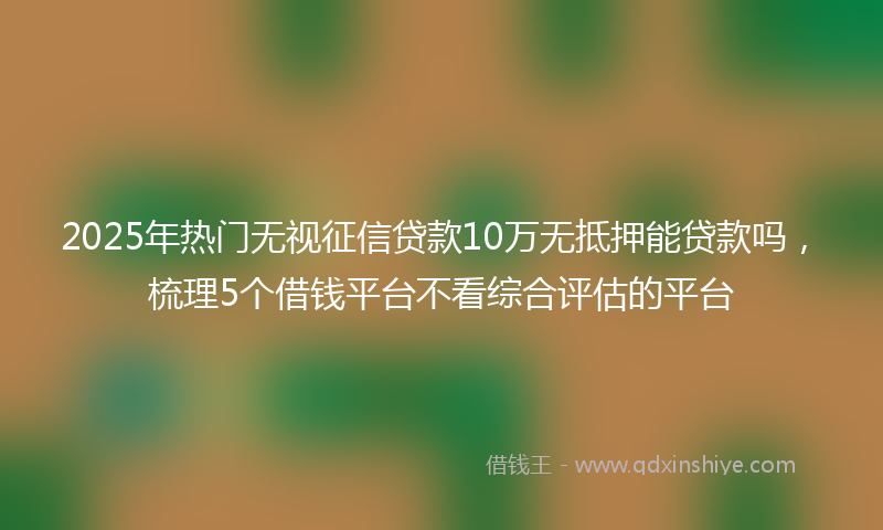 2025年热门无视征信贷款10万无抵押能贷款吗，梳理5个借钱平台不看综合评估的平台