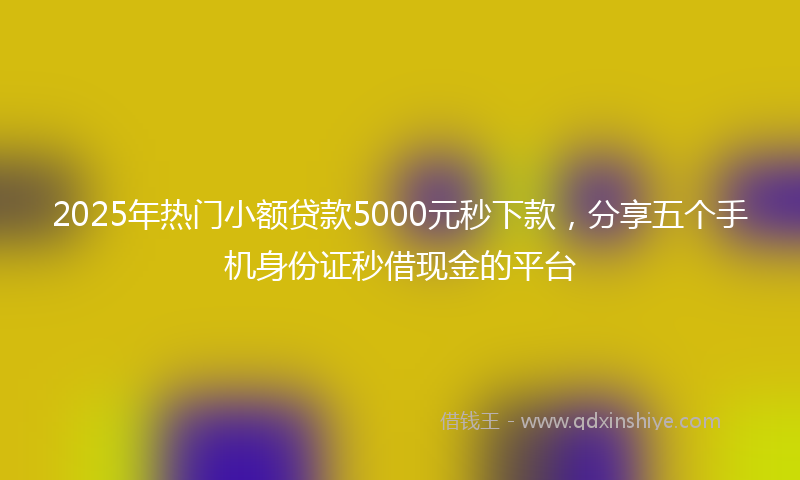 2025年热门小额贷款5000元秒下款，分享五个手机身份证秒借现金的平台