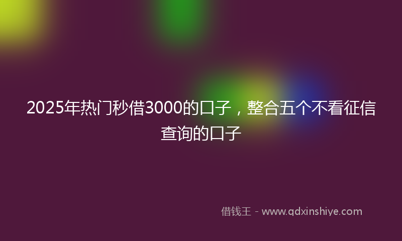 2025年热门秒借3000的口子，整合五个不看征信查询的口子