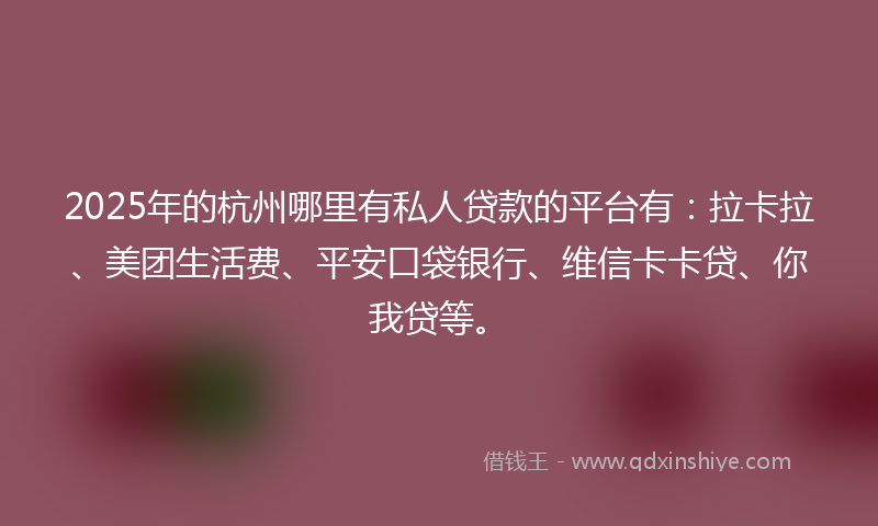 2025年的杭州哪里有私人贷款的平台有：拉卡拉、美团生活费、平安口袋银行、维信卡卡贷、你我贷等。