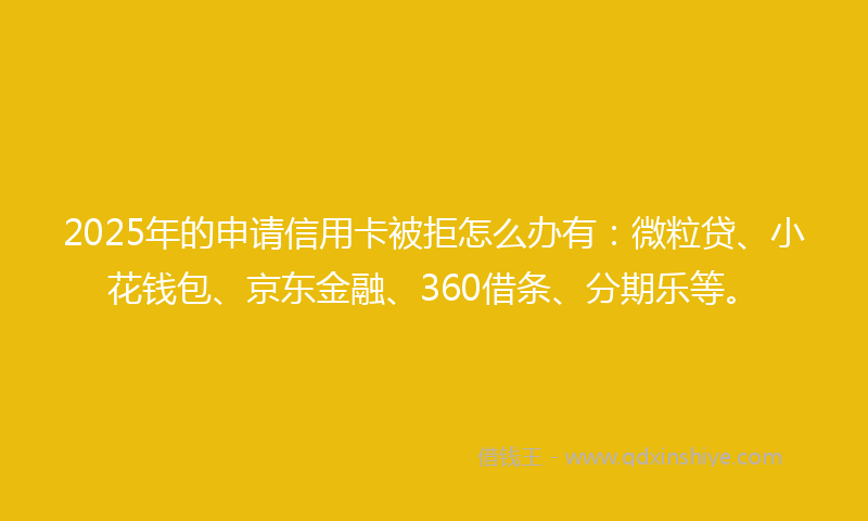 2025年的申请信用卡被拒怎么办有：微粒贷、小花钱包、京东金融、360借条、分期乐等。