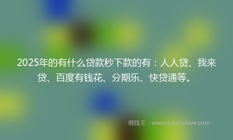 2025年的有什么贷款秒下款的有：人人贷、我来贷、百度有钱花、分期乐、快贷通等。