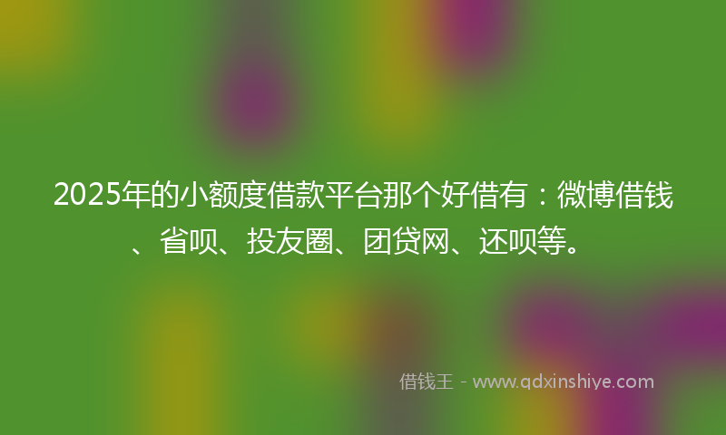 2025年的小额度借款平台那个好借有：微博借钱、省呗、投友圈、团贷网、还呗等。