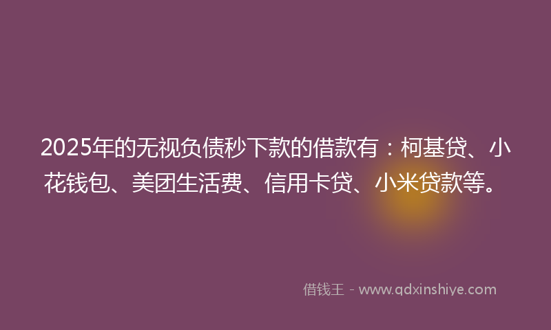 2025年的无视负债秒下款的借款有：柯基贷、小花钱包、美团生活费、信用卡贷、小米贷款等。