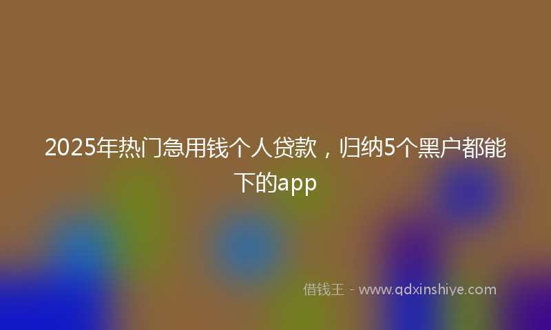 2025年热门急用钱个人贷款，归纳5个黑户都能下的app