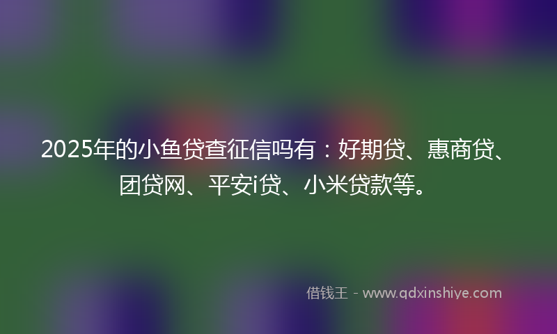 2025年的小鱼贷查征信吗有：好期贷、惠商贷、团贷网、平安i贷、小米贷款等。