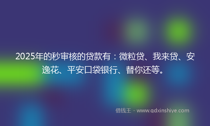 2025年的秒审核的贷款有：微粒贷、我来贷、安逸花、平安口袋银行、替你还等。