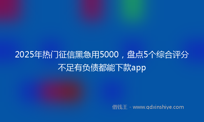 2025年热门征信黑急用5000，盘点5个综合评分不足有负债都能下款app