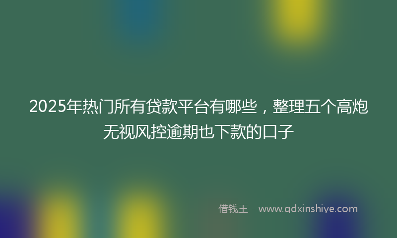 2025年热门所有贷款平台有哪些，整理五个高炮无视风控逾期也下款的口子