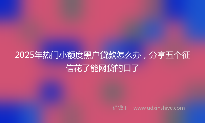 2025年热门小额度黑户贷款怎么办，分享五个征信花了能网贷的口子