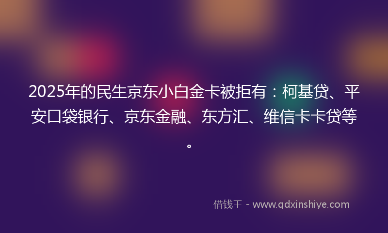 2025年的民生京东小白金卡被拒有：柯基贷、平安口袋银行、京东金融、东方汇、维信卡卡贷等。