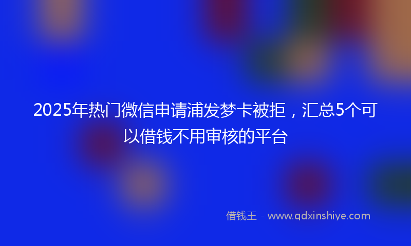 2025年热门微信申请浦发梦卡被拒，汇总5个可以借钱不用审核的平台