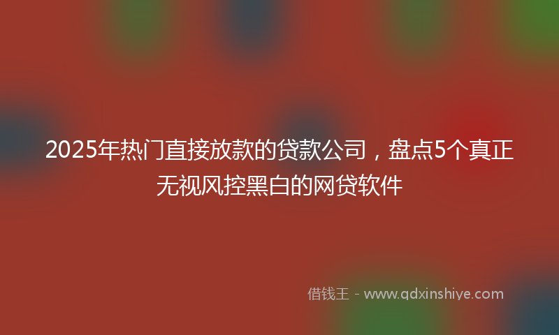 2025年热门直接放款的贷款公司，盘点5个真正无视风控黑白的网贷软件
