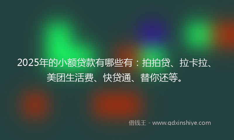 2025年的小额贷款有哪些有：拍拍贷、拉卡拉、美团生活费、快贷通、替你还等。