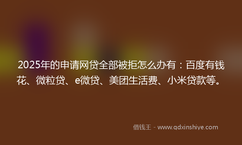 2025年的申请网贷全部被拒怎么办有：百度有钱花、微粒贷、e微贷、美团生活费、小米贷款等。