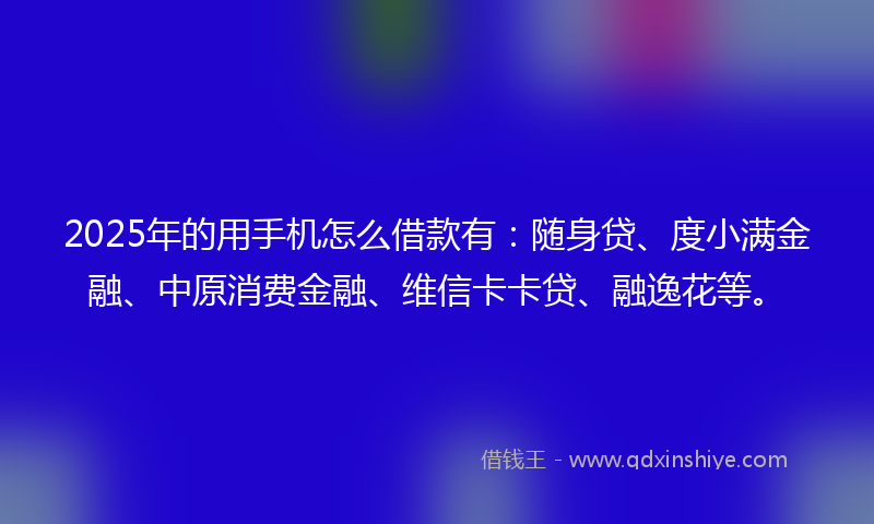 2025年的用手机怎么借款有：随身贷、度小满金融、中原消费金融、维信卡卡贷、融逸花等。