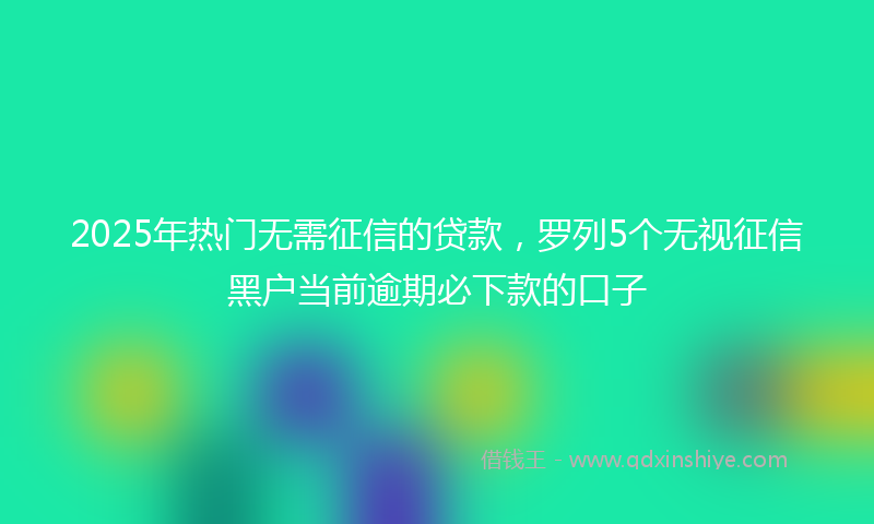 2025年热门无需征信的贷款，罗列5个无视征信黑户当前逾期必下款的口子