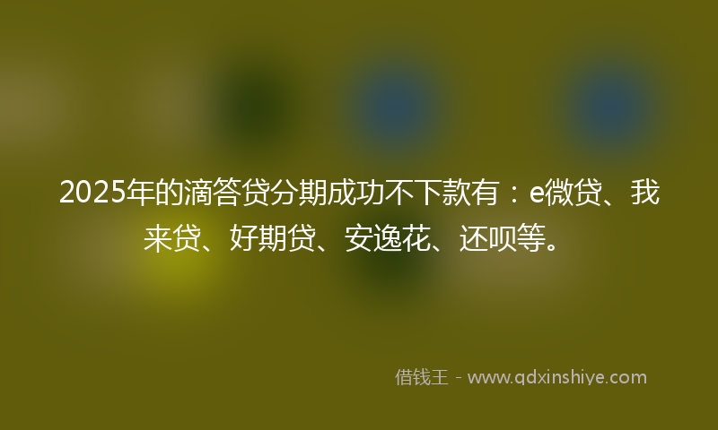 2025年的滴答贷分期成功不下款有：e微贷、我来贷、好期贷、安逸花、还呗等。