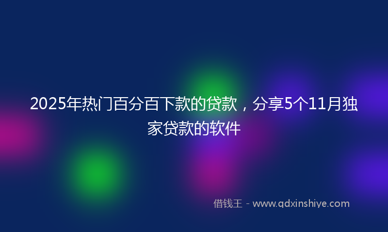 2025年热门百分百下款的贷款，分享5个11月独家贷款的软件