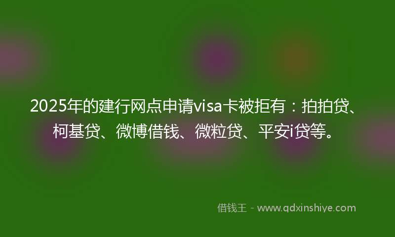 2025年的建行网点申请visa卡被拒有：拍拍贷、柯基贷、微博借钱、微粒贷、平安i贷等。